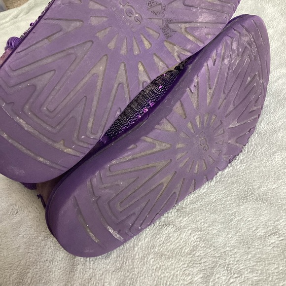 UGG Classic Short Sparkle Suede Sherpa Lined Snow Boots Purple Reign Sz 6 - Picture 6 of 17
